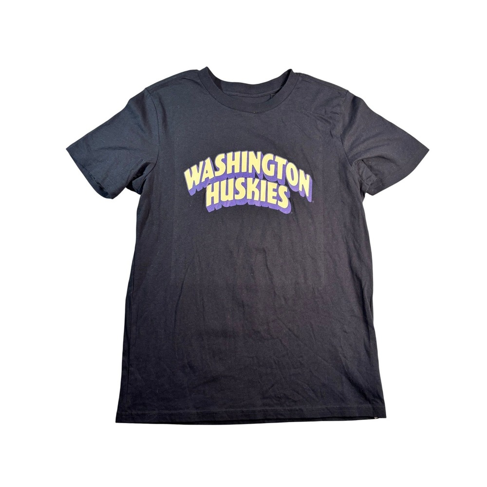 Adidas Washington Huskies Youth Large Black Graphic T-Shirt Husky Facts Tee